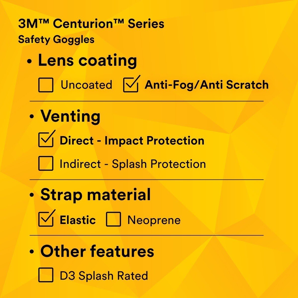 3M 40301-00000-10 Centurion Impact Safety Goggles 452AF, Clear Anti-Fog Lens (7100009575) - (10Pack) - 8