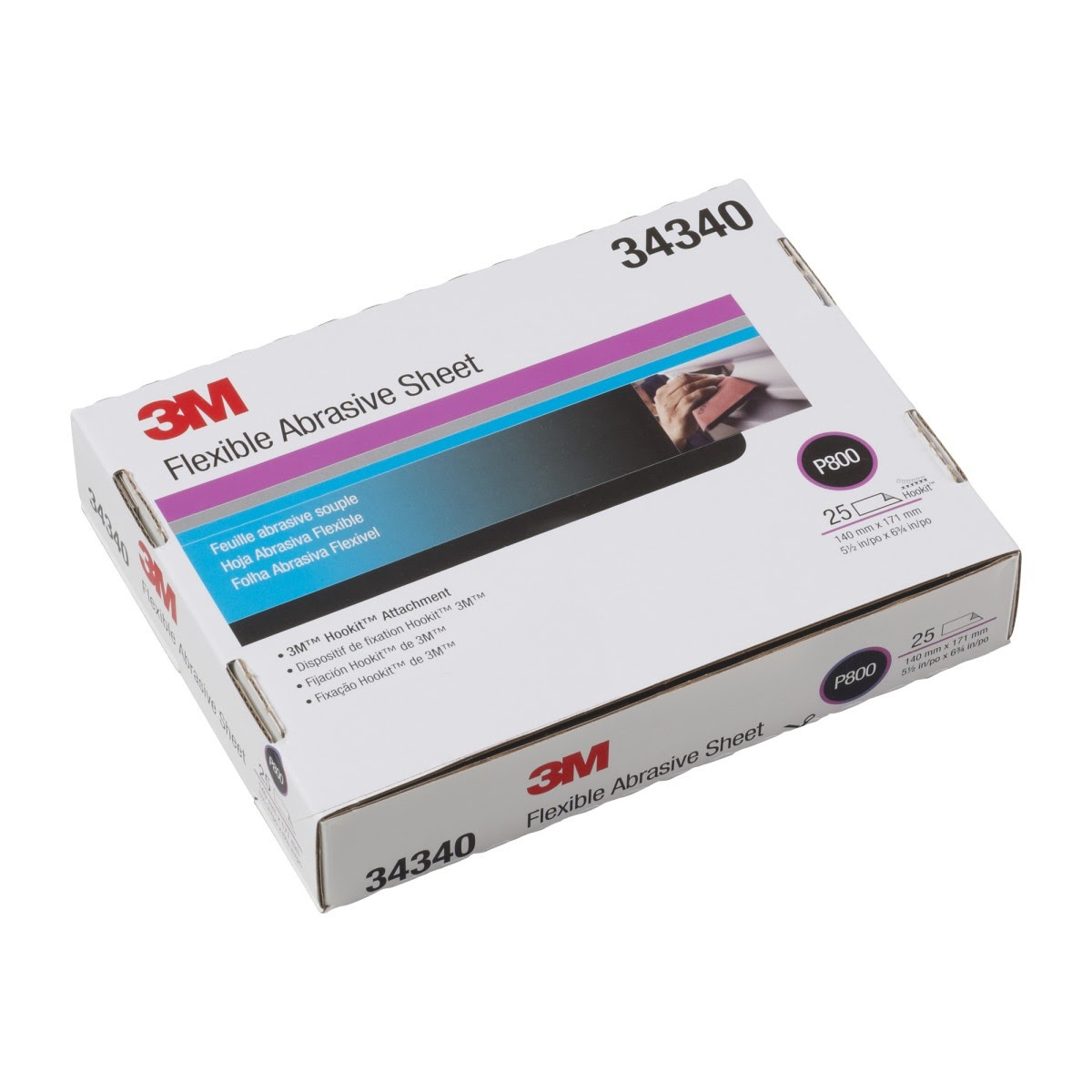 3M 270J 34340 Hookit Flexible Abrasive Hand Sheet, P800, 5.5 in x 6.8 in (7100010567) (125 Pack) - 5