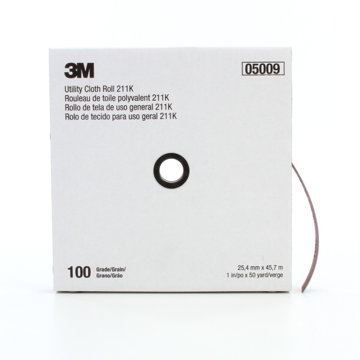 3M 211K Utility Cloth Roll, Aluminum Oxide 100 Grit J Weight Gray, 1 in x 50 yd, Full-flex (7100016843) - (5Pack)
