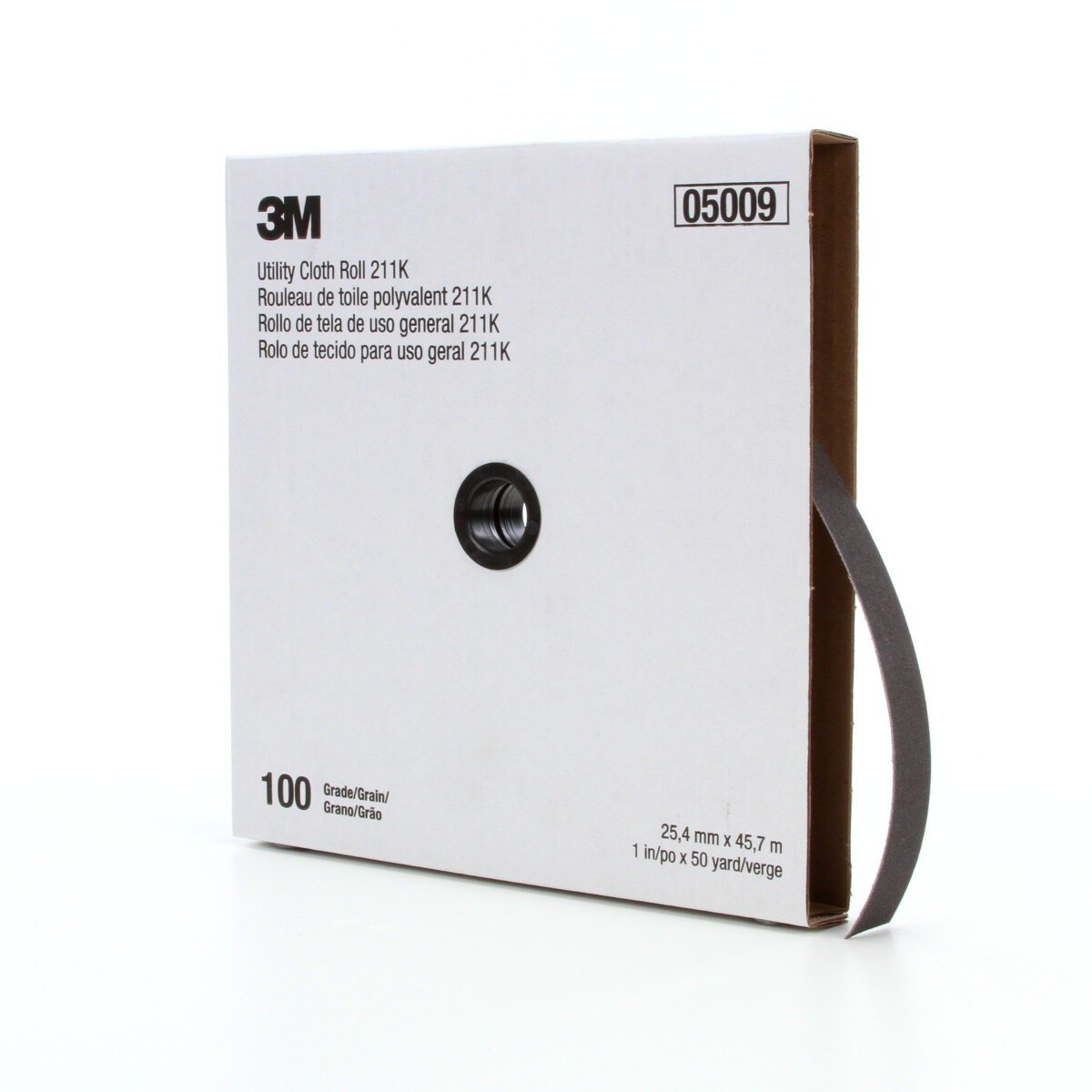 3M 211K Utility Cloth Roll, Aluminum Oxide 100 Grit J Weight Gray, 1 in x 50 yd, Full-flex (7100016843) - (5Pack) - 2