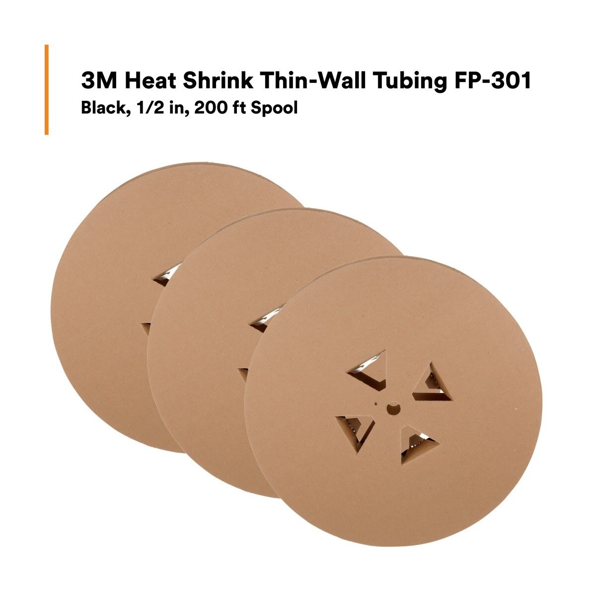 3M FP-301-1/2-Black-200 Heat Shrink Thin-Wall Tubing, 200 ft Length (7100024898) - (3Pack) - 10