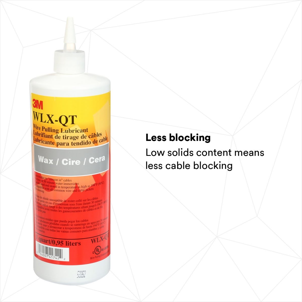 3M Wire Pulling Lubricant Wax, Gray, 1 Quart Canister (WLX-QT) (7100026918) - (12Pack) - 4