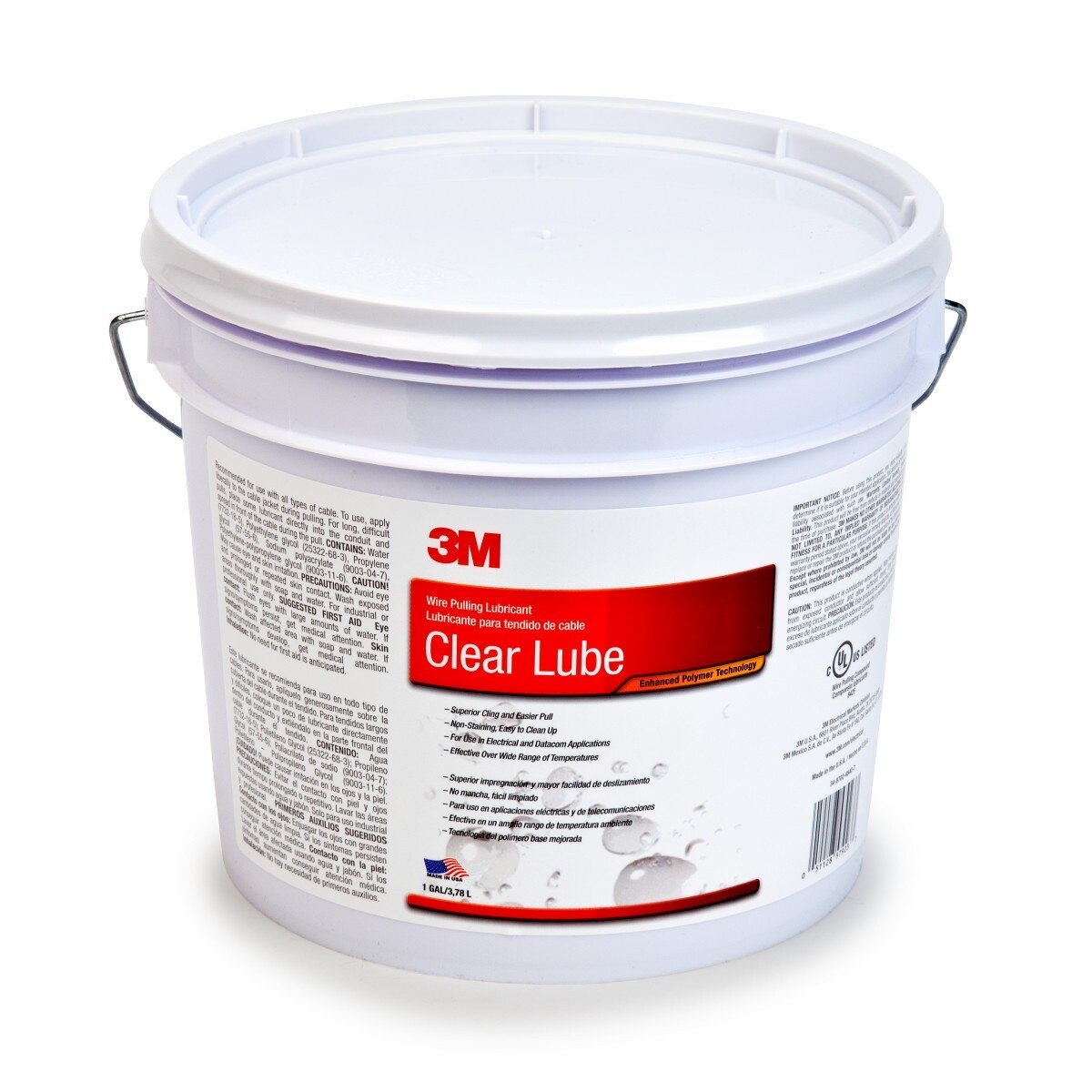 3M Clear Wire Pulling Lubricant Gel, Transparent, 1 gal Drum (WLC-1) (7100027865) - (4Pack)