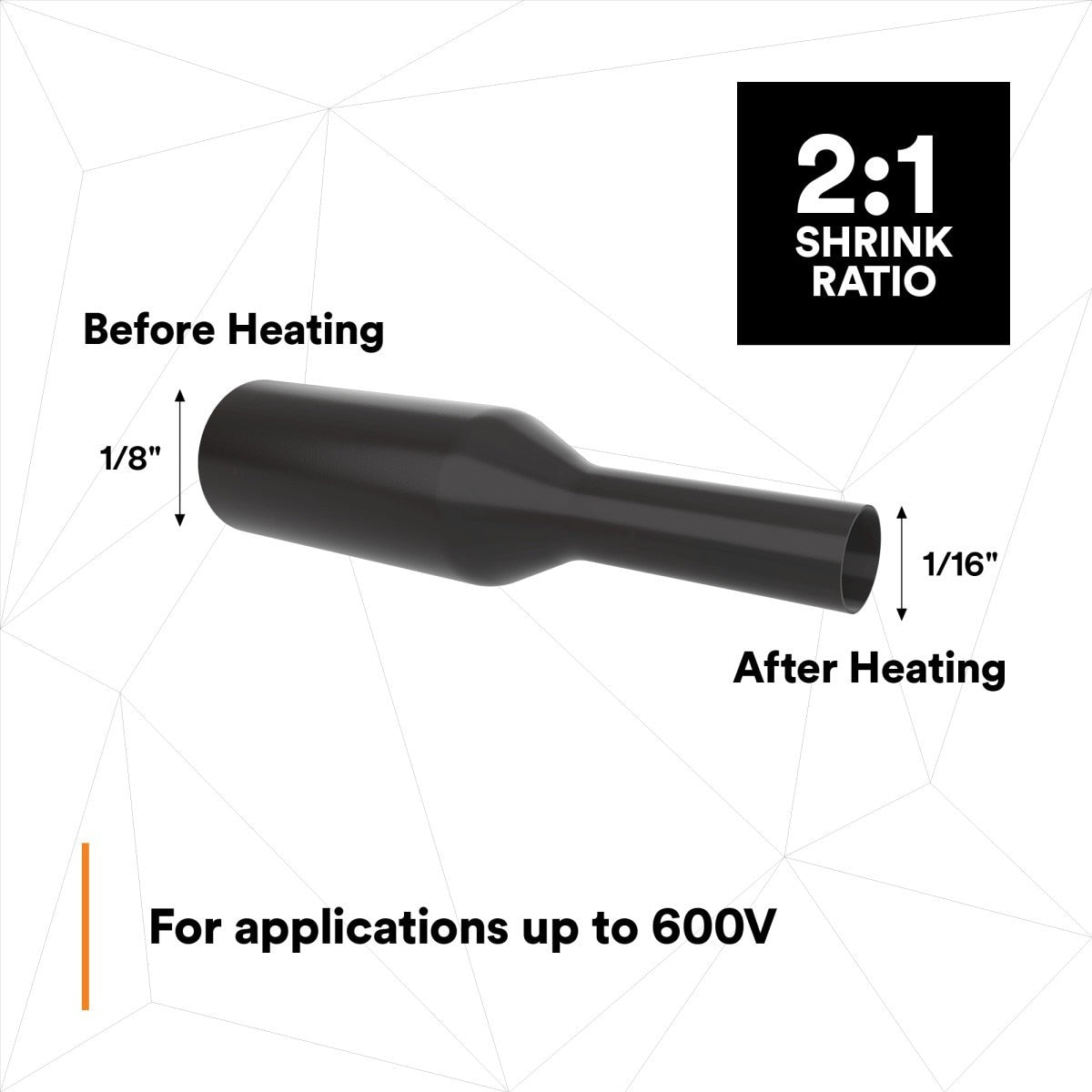 3M Heat Shrink Thin-Wall Tubing FP-301, Black, 1/8 in ID, 100 ft Spool (FP0.125BK100'S) (7100029984) - (3Pack) - 5