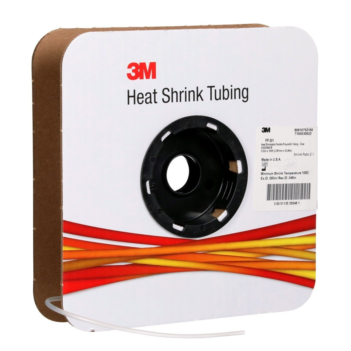 3M FP-301 Heat Shrink Thin-Wall Tubing, Clear, 3/32, 100 ft spool length (7100030622) - (3Pack) - 2
