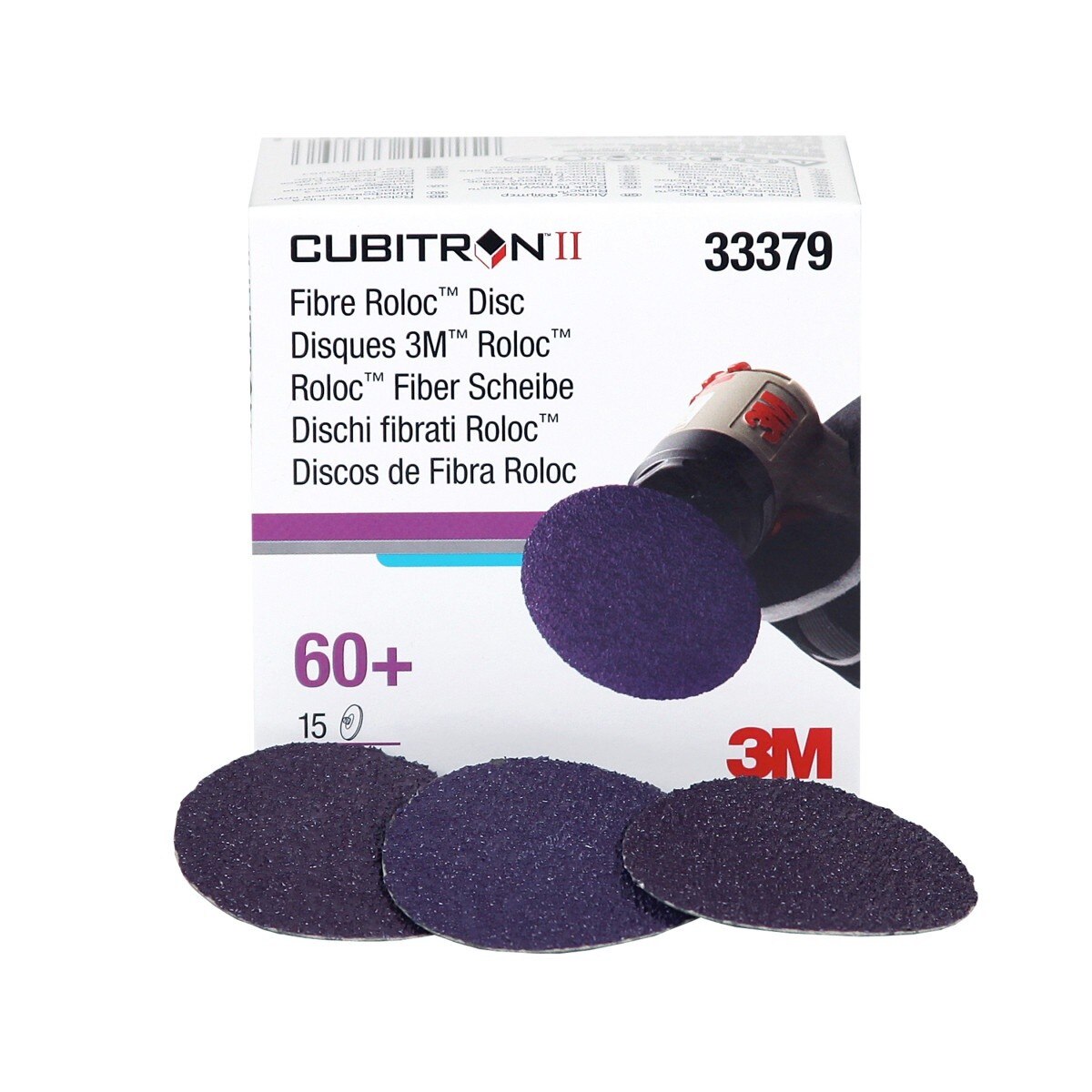 3M 786C 33379 Cubitron II Roloc Fibre Disc, TR, Precision Shaped Ceramic 60 Plus, Purple, 2 in 50 mm (7100033188) (90 Pack) - 2