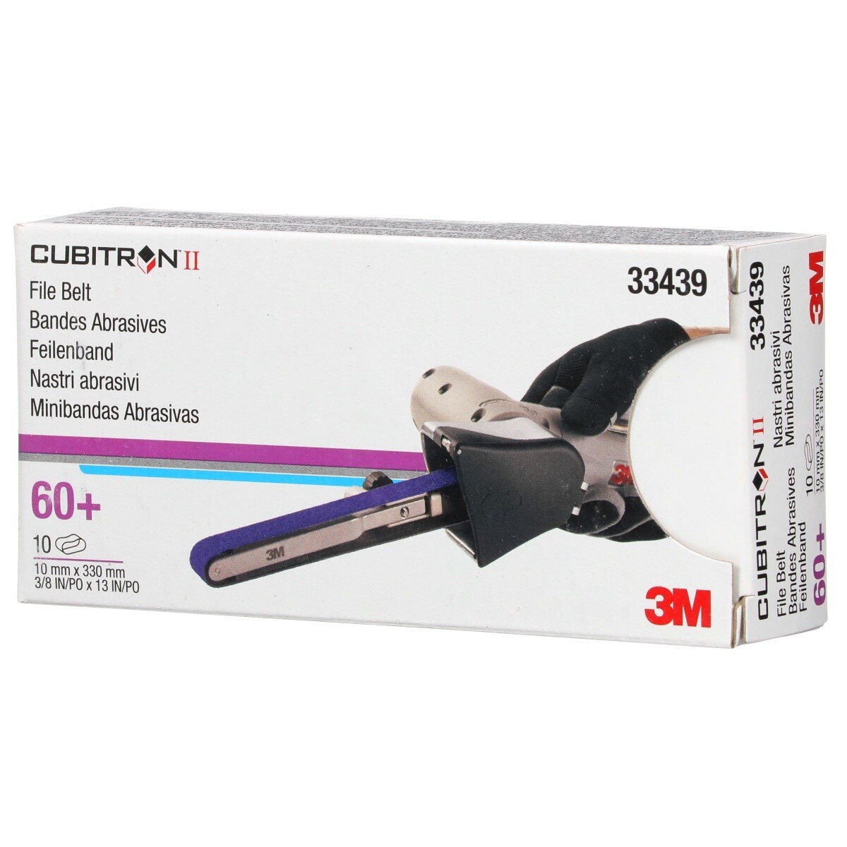 3M 786F 33439 Cubitron II File Belt, 60+ Grit, Purple, 3/8 in x 13 in, Spot Weld Removal (7100033194) (10 Pack) - 7