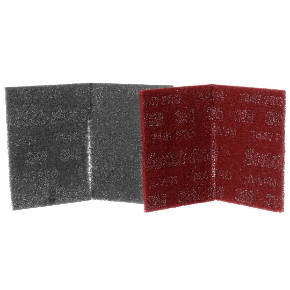 3M PO-HP 7447/7448 64933 Scotch-Brite Pro Hand Pad Multipack, Gray Maroon, 6 in x 9 in (7100033494) (400 Pack) - 2
