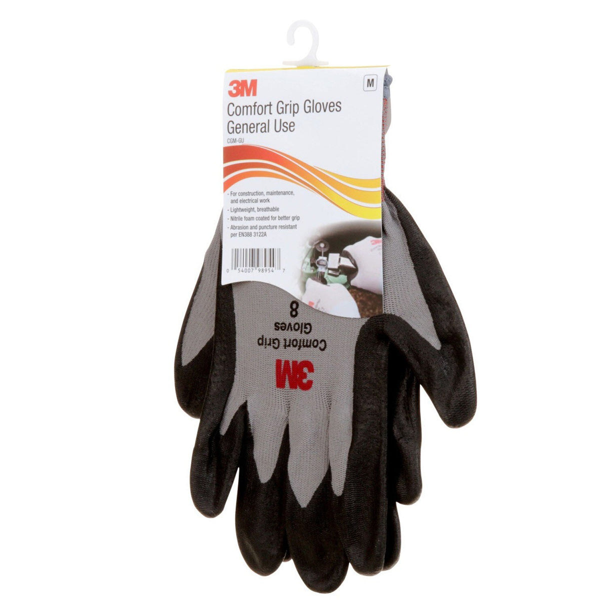 3M CGM-GU Comfort Grip General Use Work Gloves, Nitrile Palm Coating, Gray, Medium (7100034912) (1 Pair) - 4