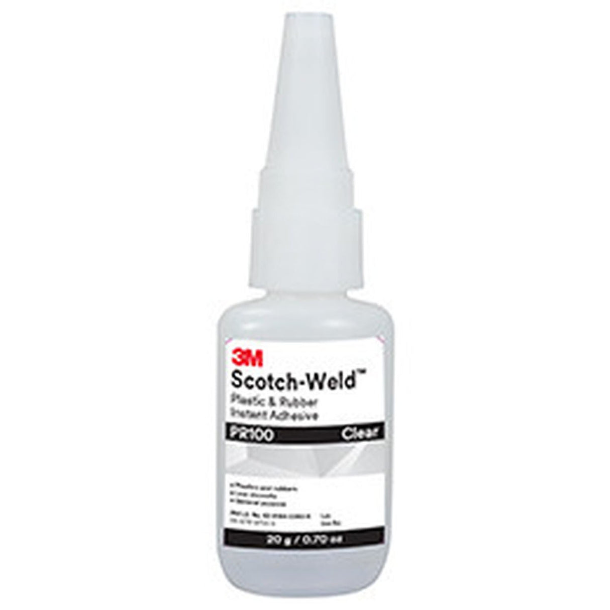 3M PR100 Plastic and Rubber Instant Adhesive, Clear, Low Viscosity, 20 g (0.70 oz) Bottle (7100039259) - (10Pack)