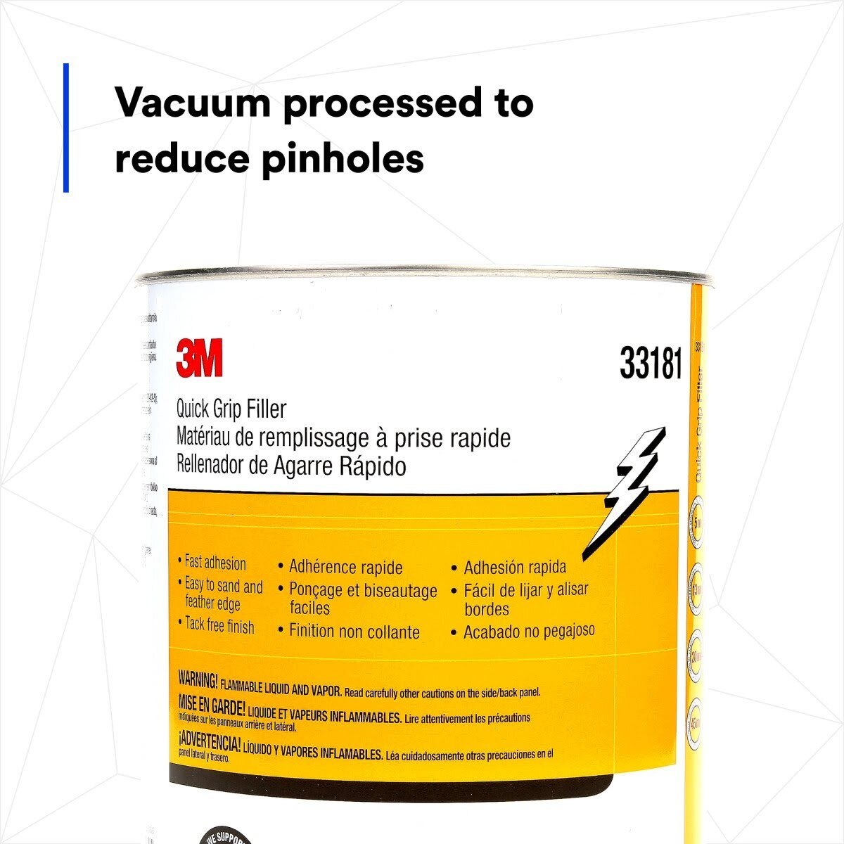 3M Quick Grip Filler Body Filler, Gray Paste, 1 gal Can (33181) (7100039451) - (4Pack) - 2