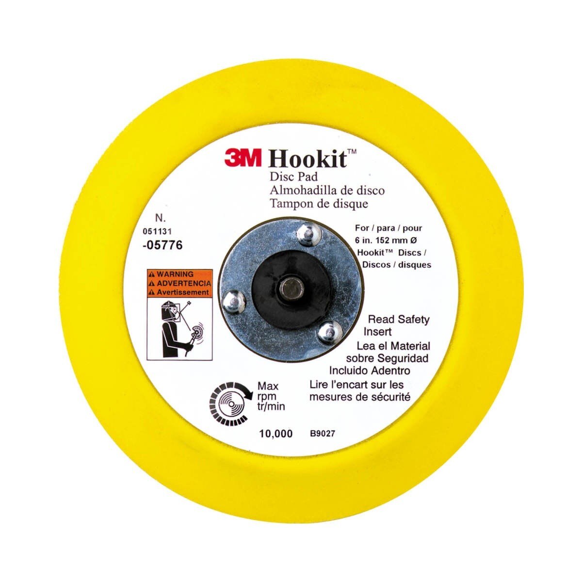 3M Hookit Abrasive Disc Pad, Medium Density Foam, Yellow, 6 in, 5/16-24 EXT (05776) (7100041779) - (10Pack)