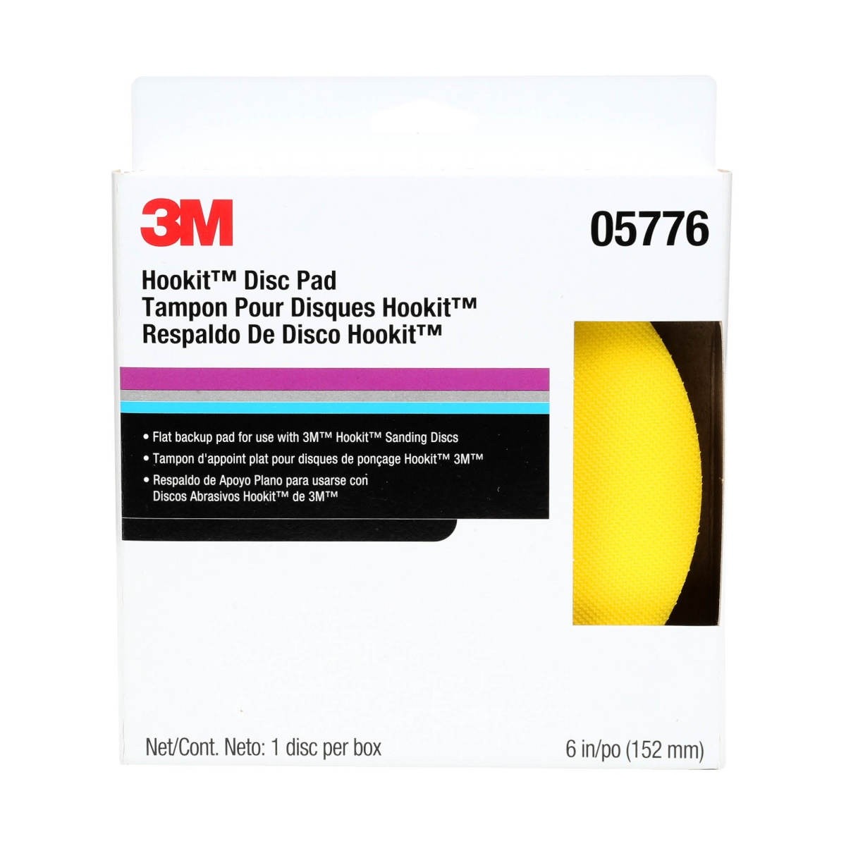 3M Hookit Abrasive Disc Pad, Medium Density Foam, Yellow, 6 in, 5/16-24 EXT (05776) (7100041779) - (10Pack) - 9