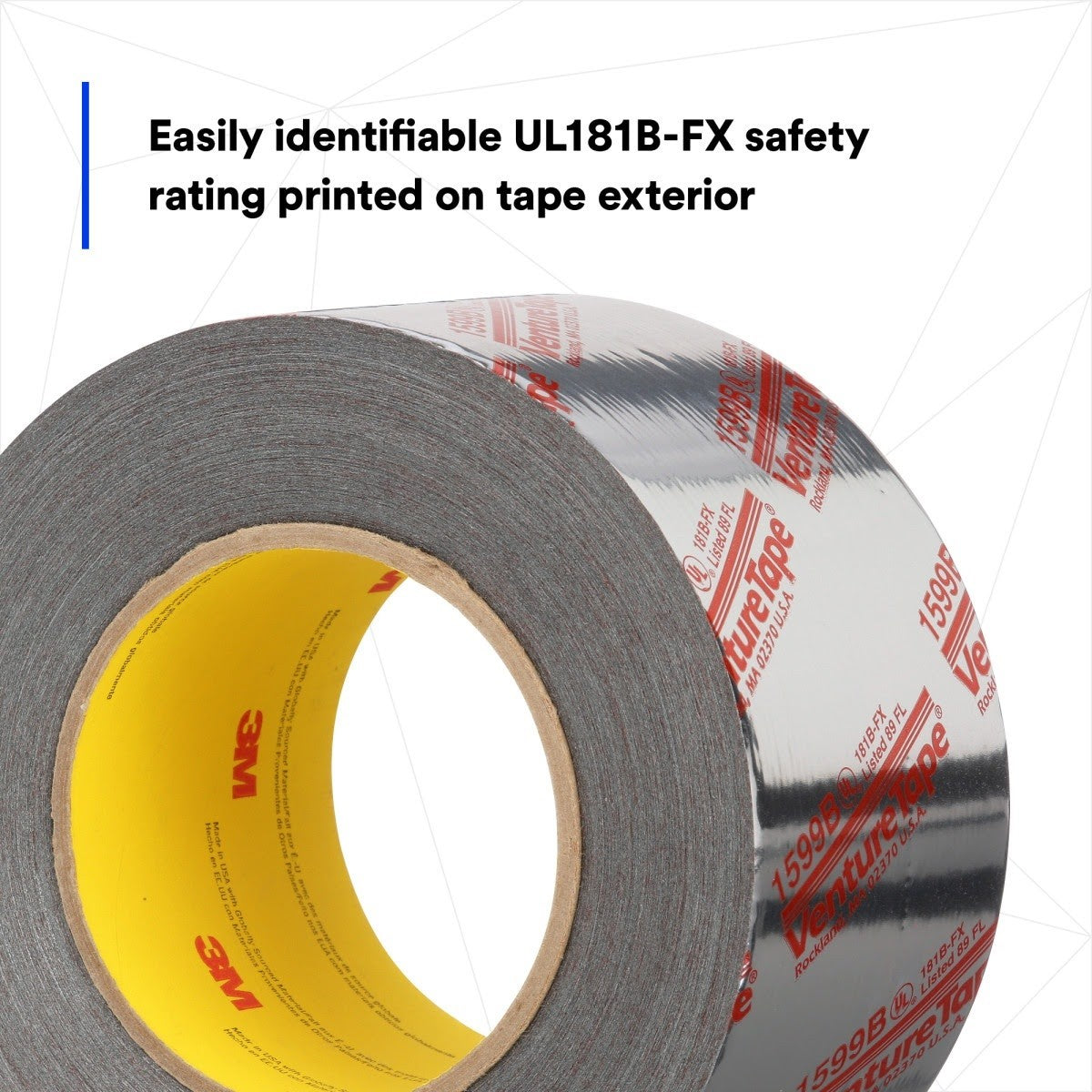 3M 1599B Venture Tape UL181B-FX Polypropylene Duct Tape, Silver, 72 mm x 109.7 m, 3 mil (7100043909) - (16Pack) - 6