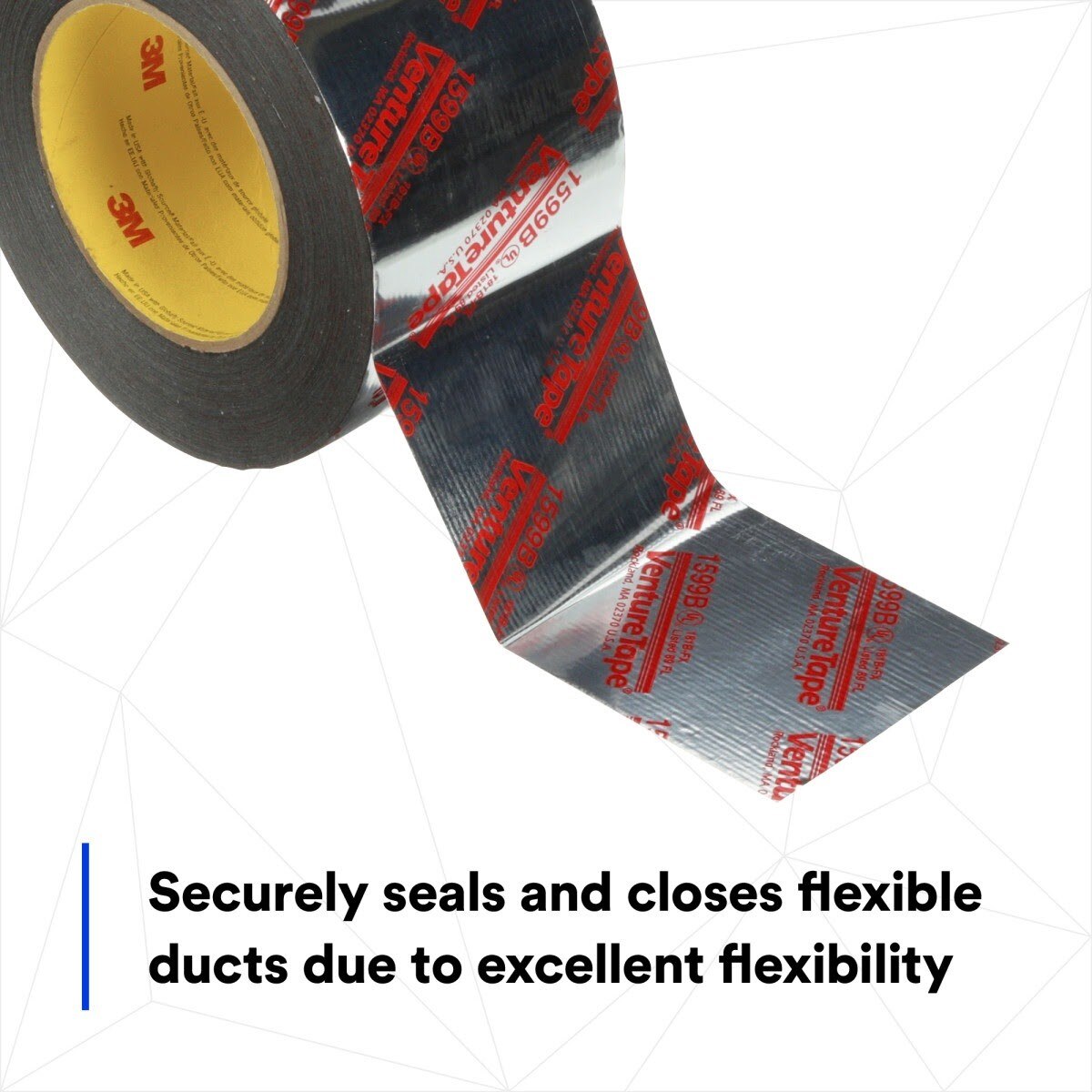 3M 1599B Venture Tape UL181B-FX Polypropylene Duct Tape, Silver, 72 mm x 109.7 m, 3 mil (7100043909) - (16Pack) - 7