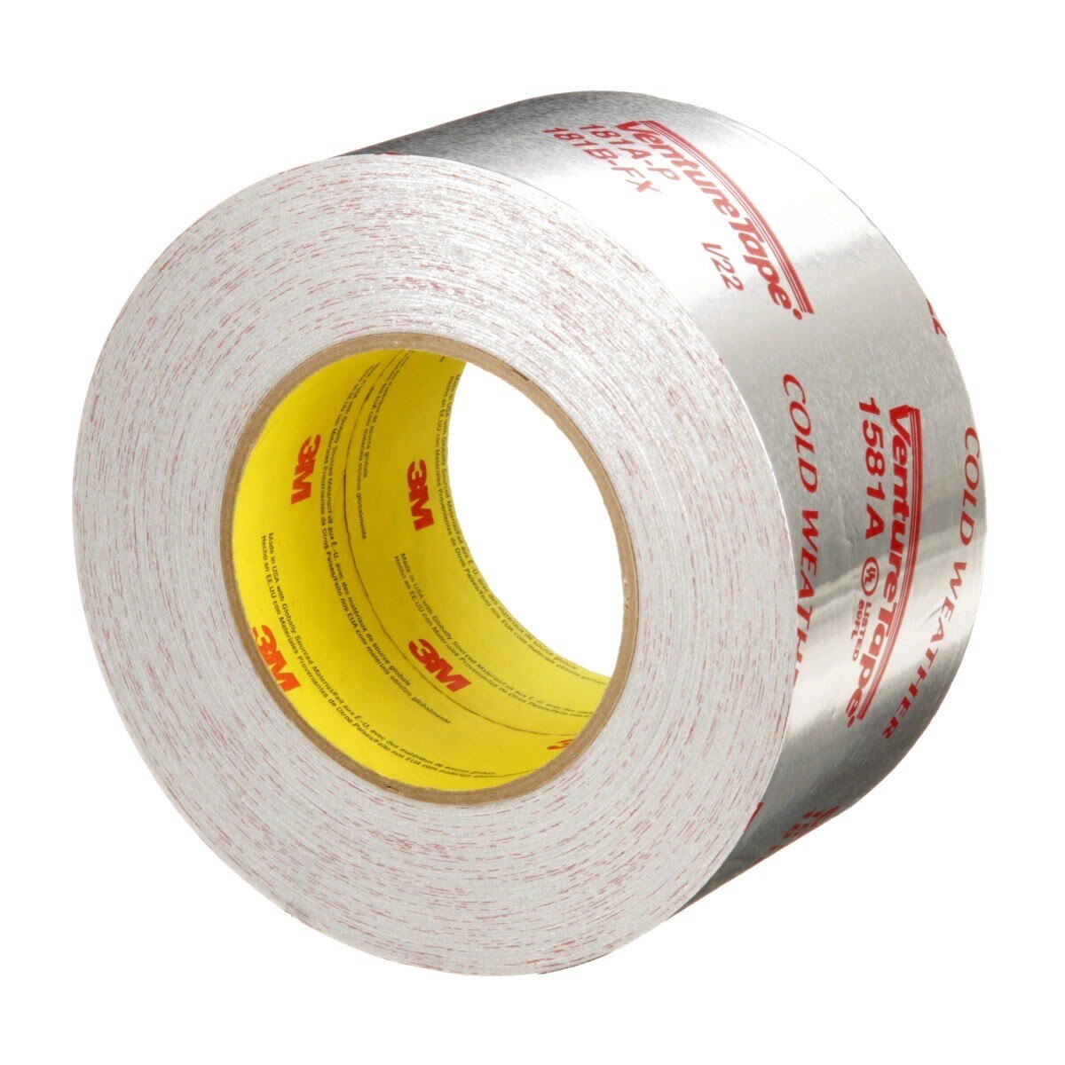 3M UL181A-P 1581A Venture Tape Aluminum Foil Tape, Silver, 72 mm x 55 m, 2 mil (7100043929) - (16Pack) - 8