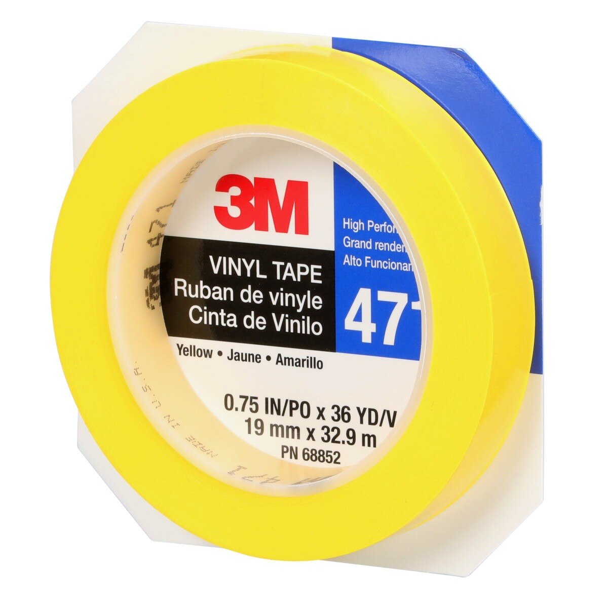 3M 471 Vinyl Tape, Yellow, 3/4 in x 36 yd, 5.2 mil Roll (7100044627) - (48Pack) - 4