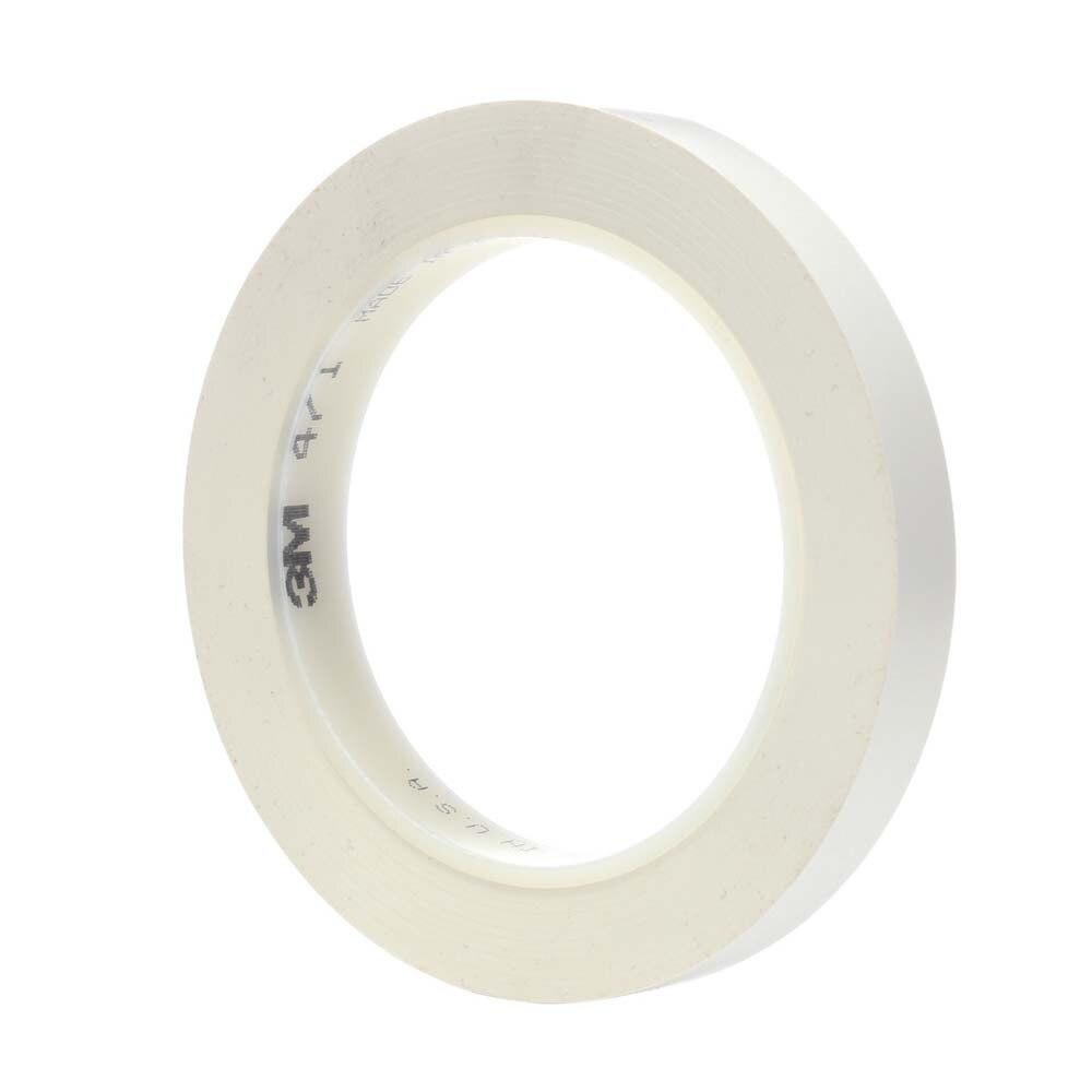 3M 471 07186 Vinyl Tape White, 1/2" x 36 yd. (7100044647) - (72Pack) - 2