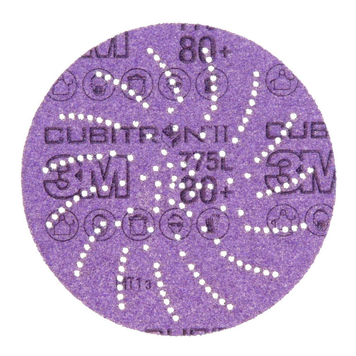 3M 775L Cubitron II Hookit Film Disc, 80+, Purple, 5 in, 3 mil (7100045070) (250 Pack)