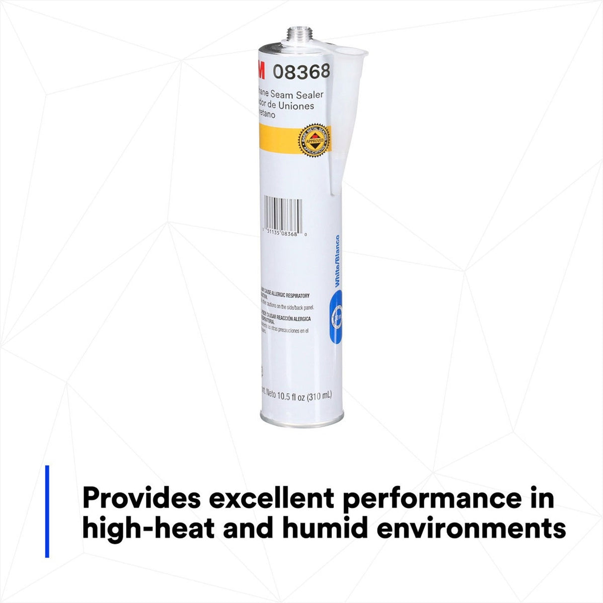 3M 08368 Urethane Seam Sealer, White, High Solids, Permanently Flexible, 310 mL/10.5 fl oz Cartridge (7100049325) (12 Pack) - 7