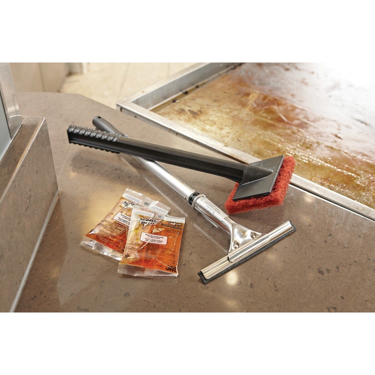 3M 710 Scotch-Brite Quick Clean Griddle Cleaning System Starter Kit, Heavy Duty, For Commercial Griddles (7100049397) - 10