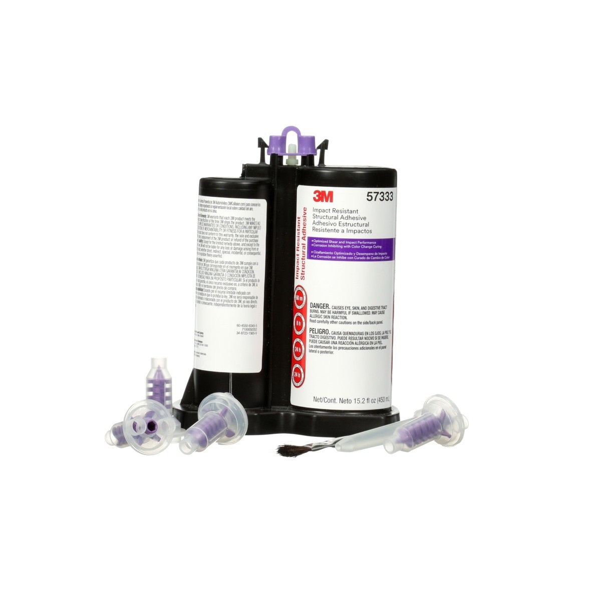 3M 57333 Impact Resistant Structural Adhesive, Epoxy, Purple, 450 mL DMS Cartridge (7100050352) (2 Pack)