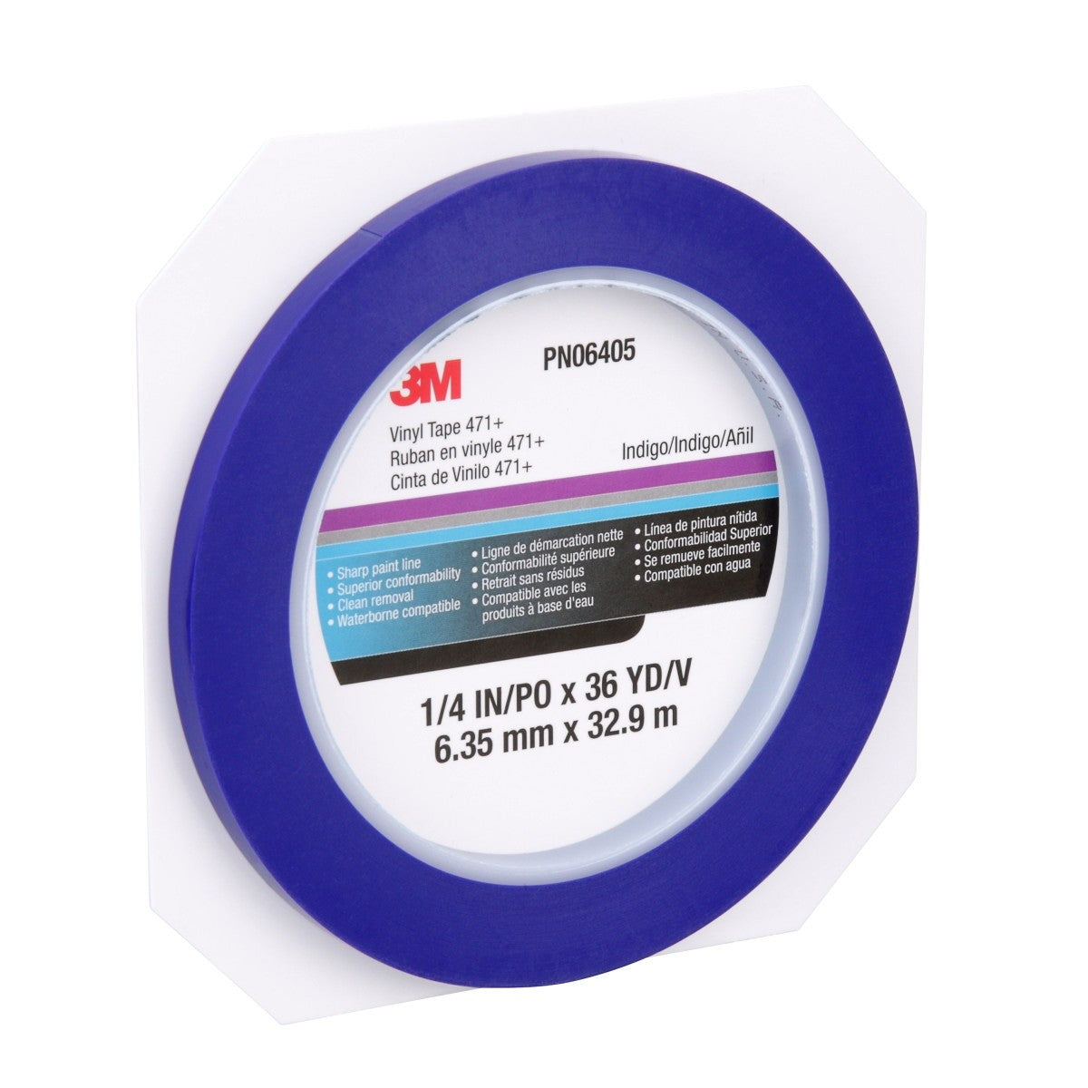 3M 471+ Indigo Vinyl Tape, Fine Line Paint Masking, 1/4 in x 36 yd (7100055835) - (12Pack) - 6