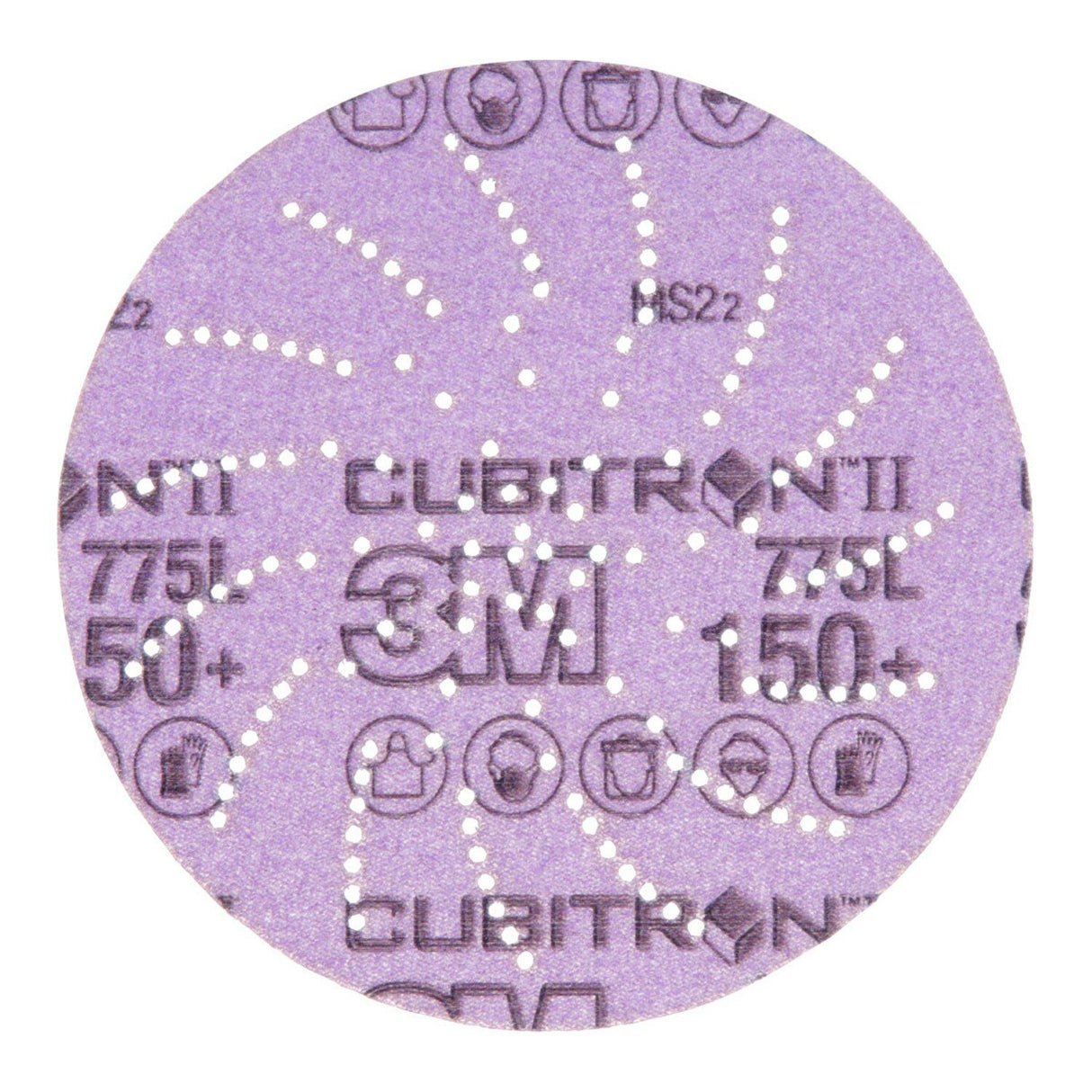 3M 775L Xtract Hookit Clean Sanding Cubitron II Film Disc, 150+, Purple, 5 in, Die 500LG (7100064175) (250 Pack)