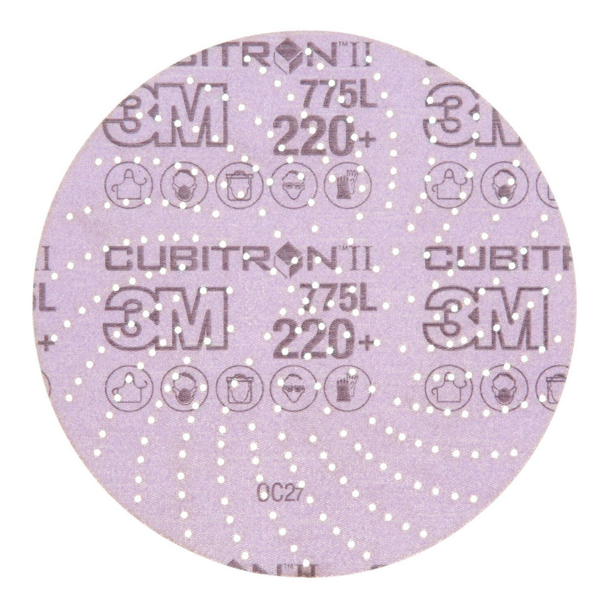 3M 775L Xtract Hookit Cubitron II Film Disc, 220+, Purple, 6 in, 600LG Multi-Hole (7100064271) (250 Pack)