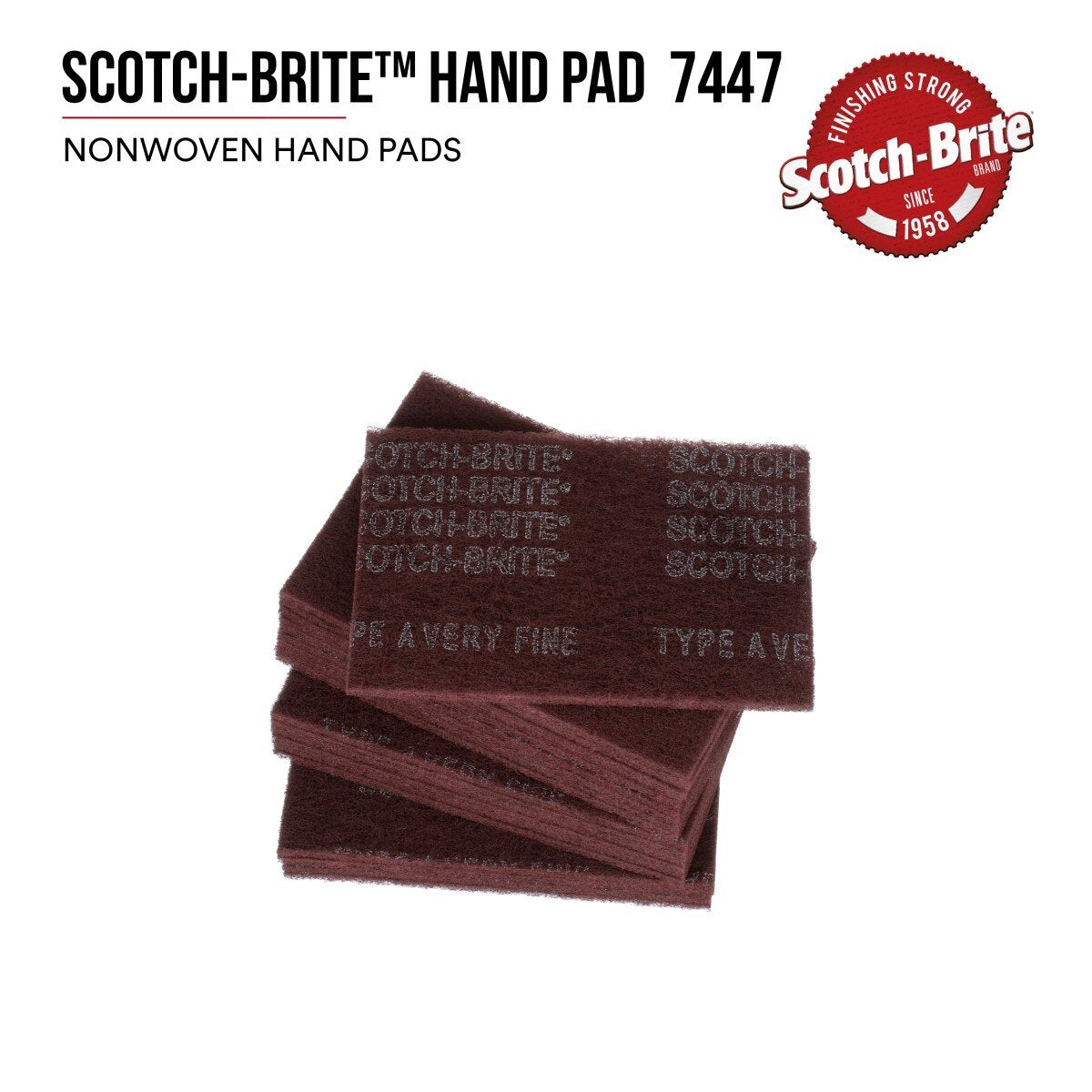 3M 7447 Scotch-Brite General Purpose Hand Pad, Very Fine, Aluminum Oxide, Maroon, 6 in x 9 in, Surface Preparation, Scuffing, Blending, Cleaning (7100066382) (4000 Pack) - 2