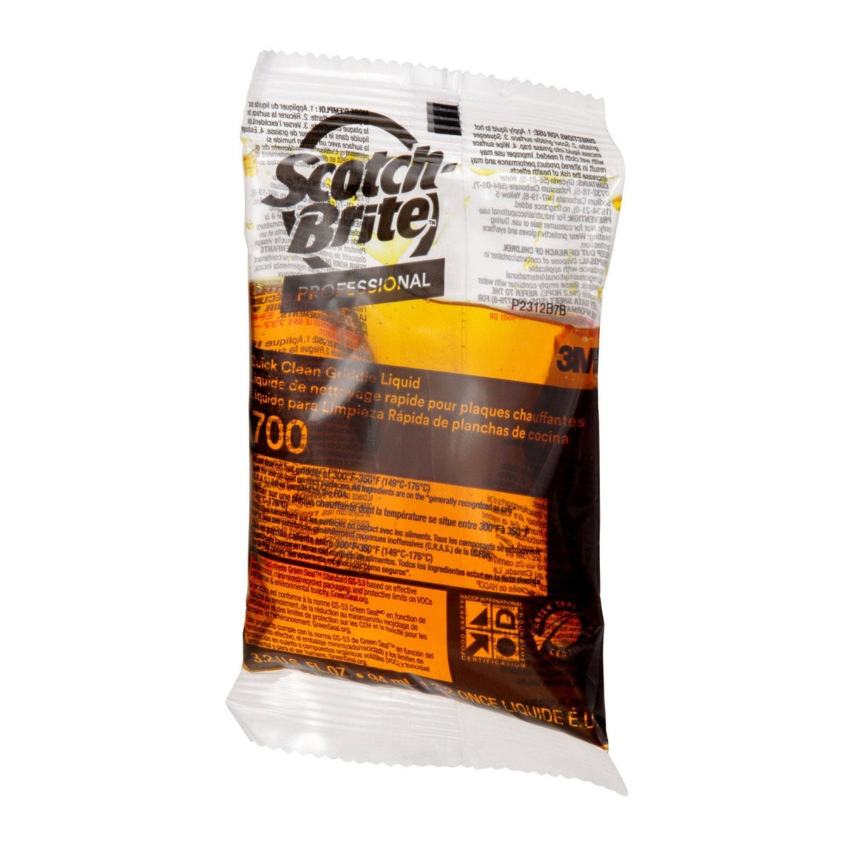3M 700-40 B0070MSX6Y Scotch-Brite Quick Clean Griddle Cleaning Liquid, Orange, 3.2 oz Packets, for hot or cool griddles (7100074067) - (40Pack) - 3