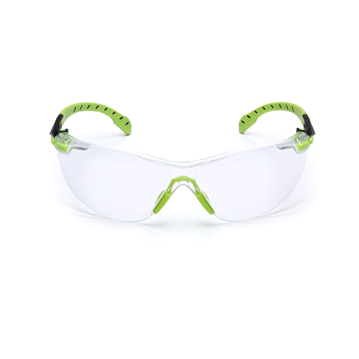 3M S1201SGAF Solus 1000 Safety Glasses, Clear Polycarbonate Lens, Scotchgard Anti-Fog Anti-Scratch, Green/Black Half-Frame, Padded Temples, Soft Nosebridge, ANSI Z87.1 UV Protection (7100079049) - (20Pack)