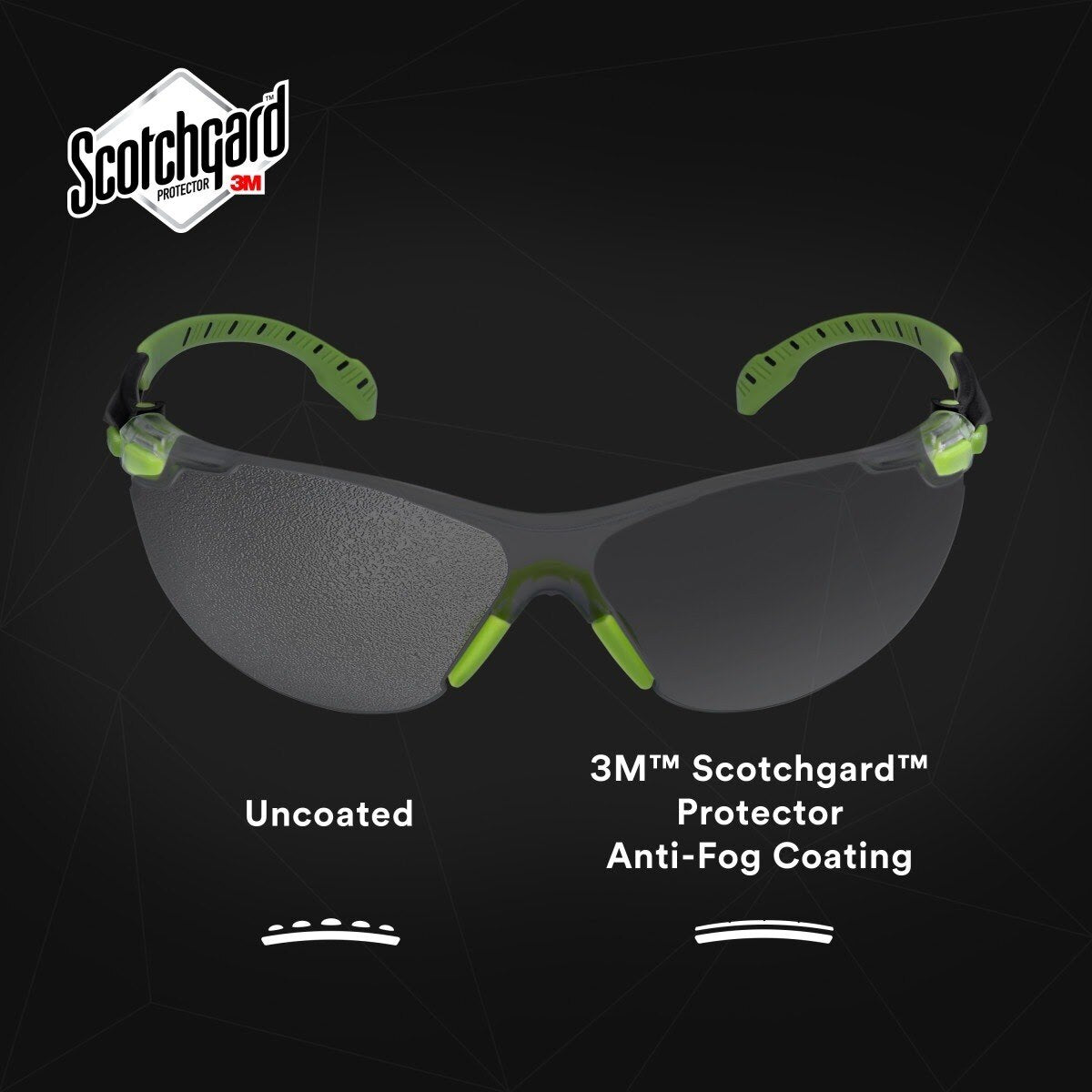 3M S1201SGAF Solus 1000 Safety Glasses, Clear Polycarbonate Lens, Scotchgard Anti-Fog Anti-Scratch, Green/Black Half-Frame, Padded Temples, Soft Nosebridge, ANSI Z87.1 UV Protection (7100079049) - (20Pack) - 4