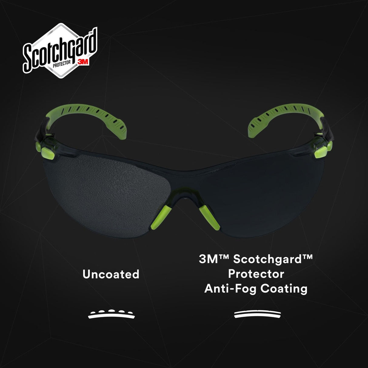 3M S1202SGAF Solus 1000 Series Safety Glasses, Scotchgard Anti-Fog, Gray Lens, Green/Black Frame, ANSI Z87.1, UV Protection (7100079180) - (20Pack) - 4