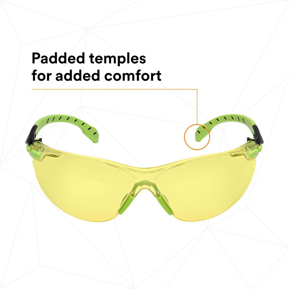 3M S1203SGAF Solus Safety Glasses, 1000 Series, Anti-Fog/Anti-Scratch, Amber Lens, Green/Black Frame, ANSI Z87.1 (7100079181) - (20Pack) - 5