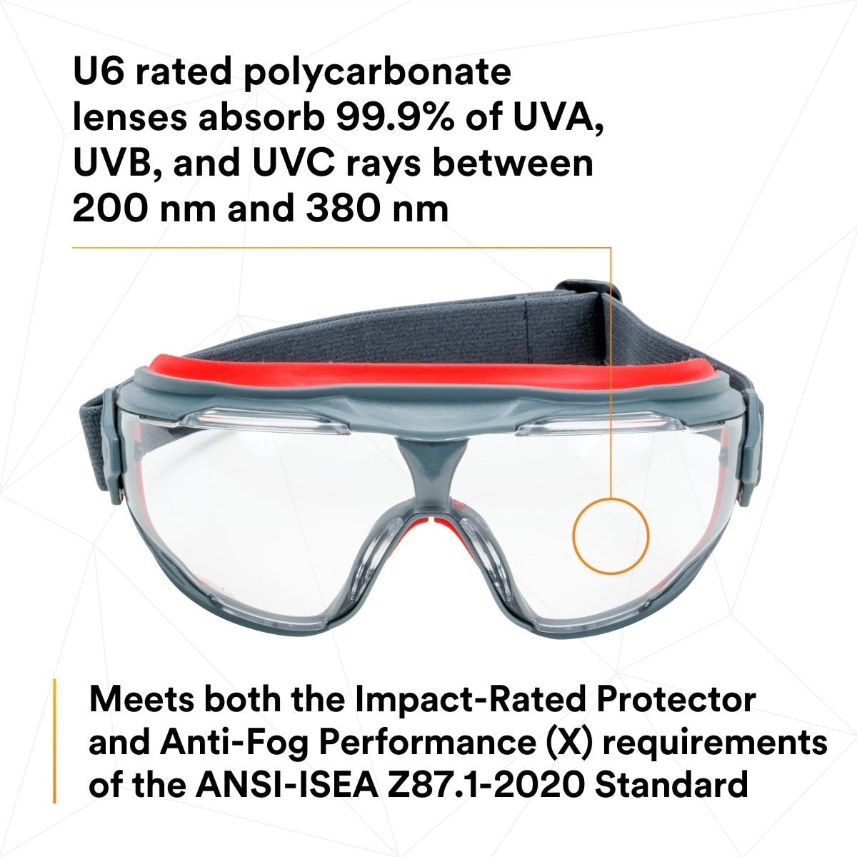 3M GG501SGAF GoggleGear 500 Series Safety Goggles, Clear Lens, Anti-Fog, Indirect Ventilation, Adjustable Cloth Strap, D3/D4 Rated ANSI Z87.1-2015 (7100079187) (1 Pair) - 9