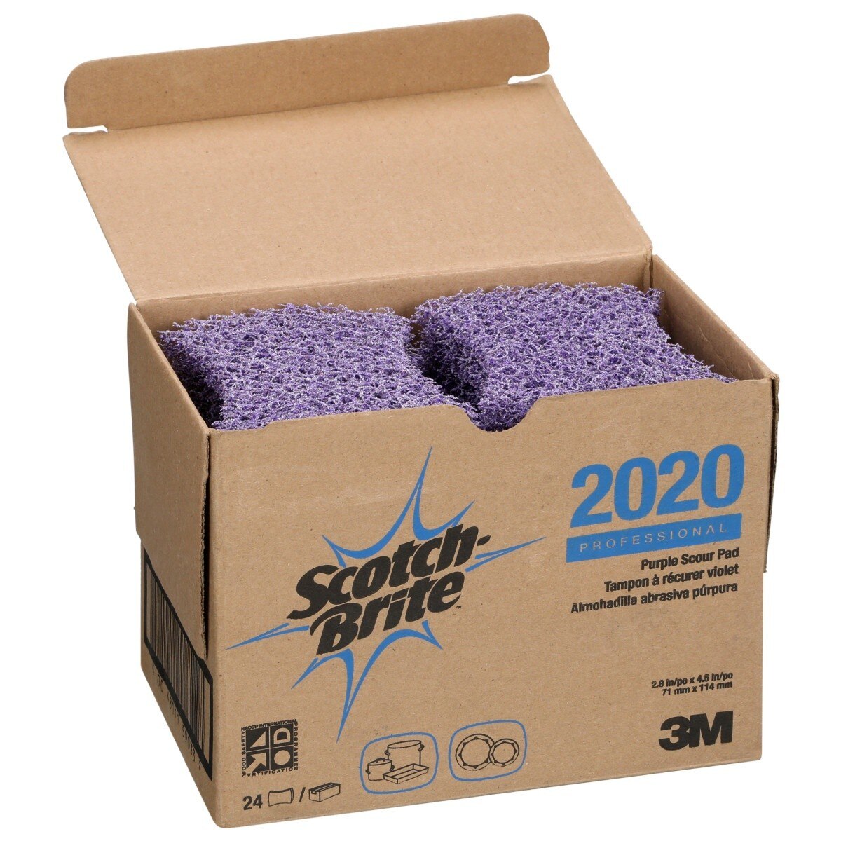 3M Scotch-Brite Purple Scouring Pad 2020, 2-13/16 in x 4-1/2 in (7100080174) (24 Pack) - 2
