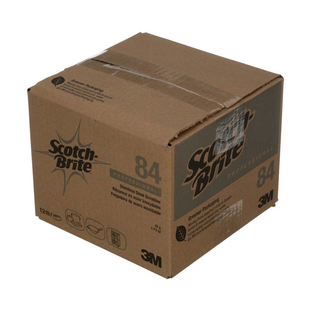 3M 84 Scotch-Brite Stainless Steel Scrubber , heavy-duty metal scrub ball for pots, pans and grills (7100083743) - (12Pack) - 7