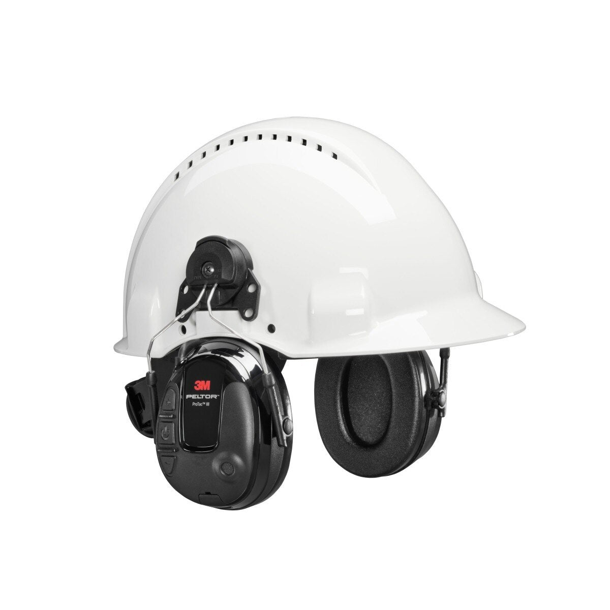 3M MT13H220P3E PELTOR ProTac III Slim Hard Hat Mounted Electronic Hearing Protector with 3.5mm Input Black (7100088455) - (10 Pack)