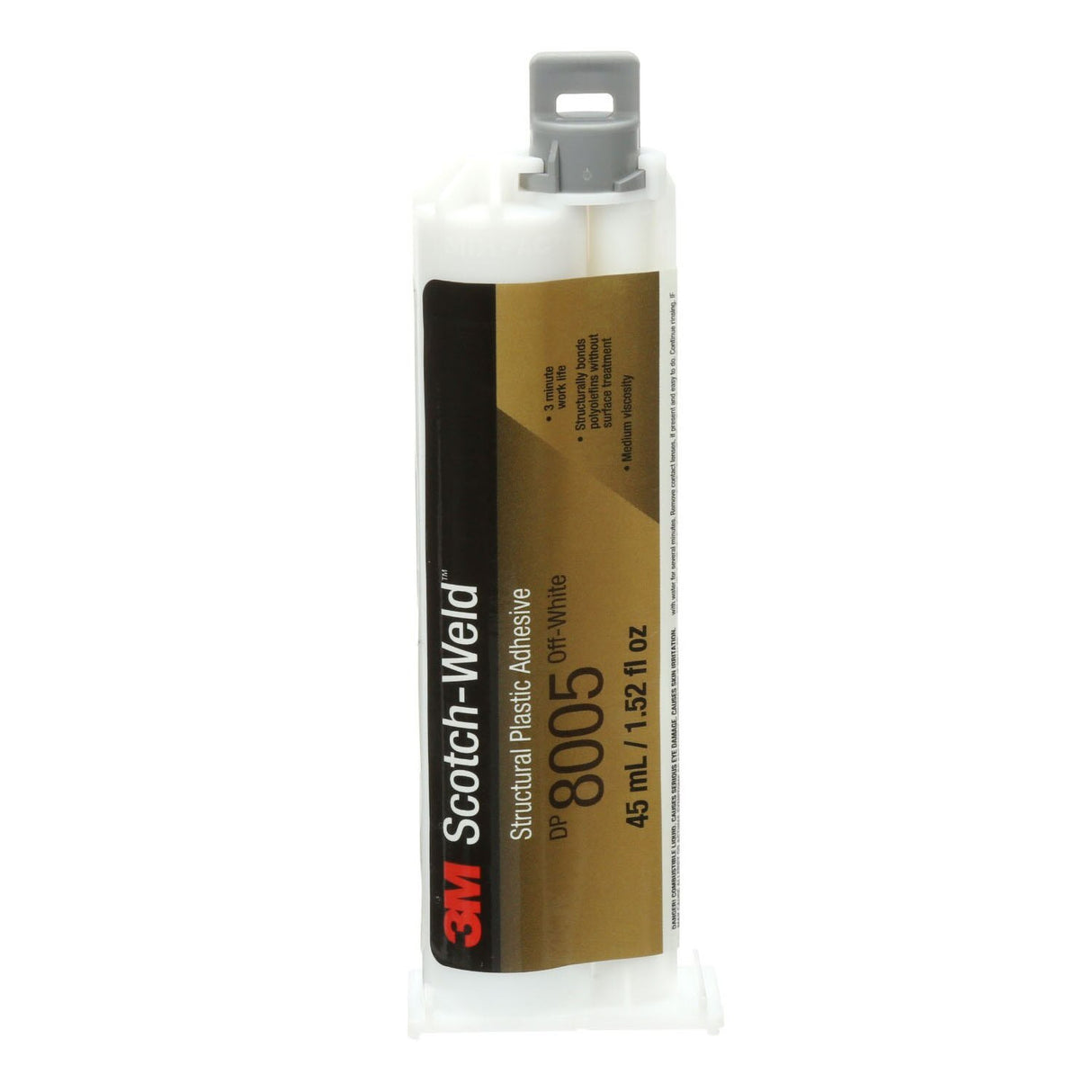 3M Scotch-Weld DP8005 Structural Plastic Adhesive, Off-White, 45 mL Duo-Pak (8005) (7100088846) - (12Pack)