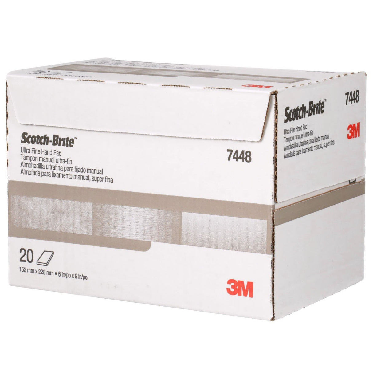 3M HP-HP 7448 Scotch-Brite Ultra Fine Hand Pad, SiC, Gray, 6 in x 9 in (7100089226) (60 Pack) - 7