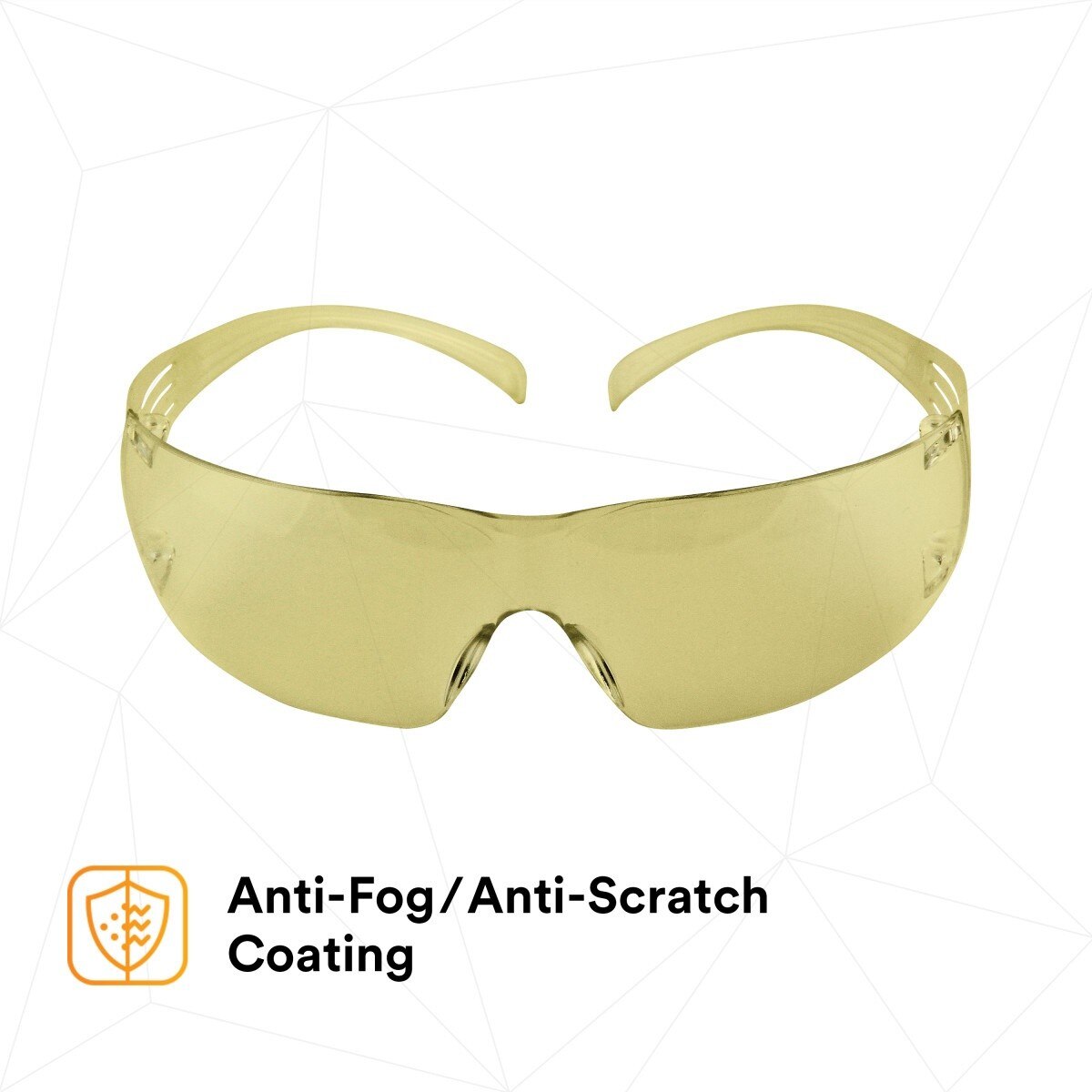 3M SF203AFP SecureFit Safety Glasses, Anti-Fog Plus Anti-Scratch, Amber Lens, Amber Frame, Flexible Temples (7100090617) - (20 Pack) - 6