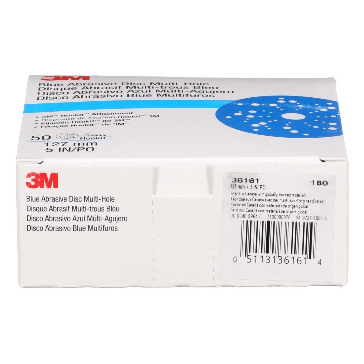 3M 321U 36161 Hookit Blue Abrasive Disc, Multi-hole, 5 in, 180 Grit (7100090978) (200 Pack) - 6