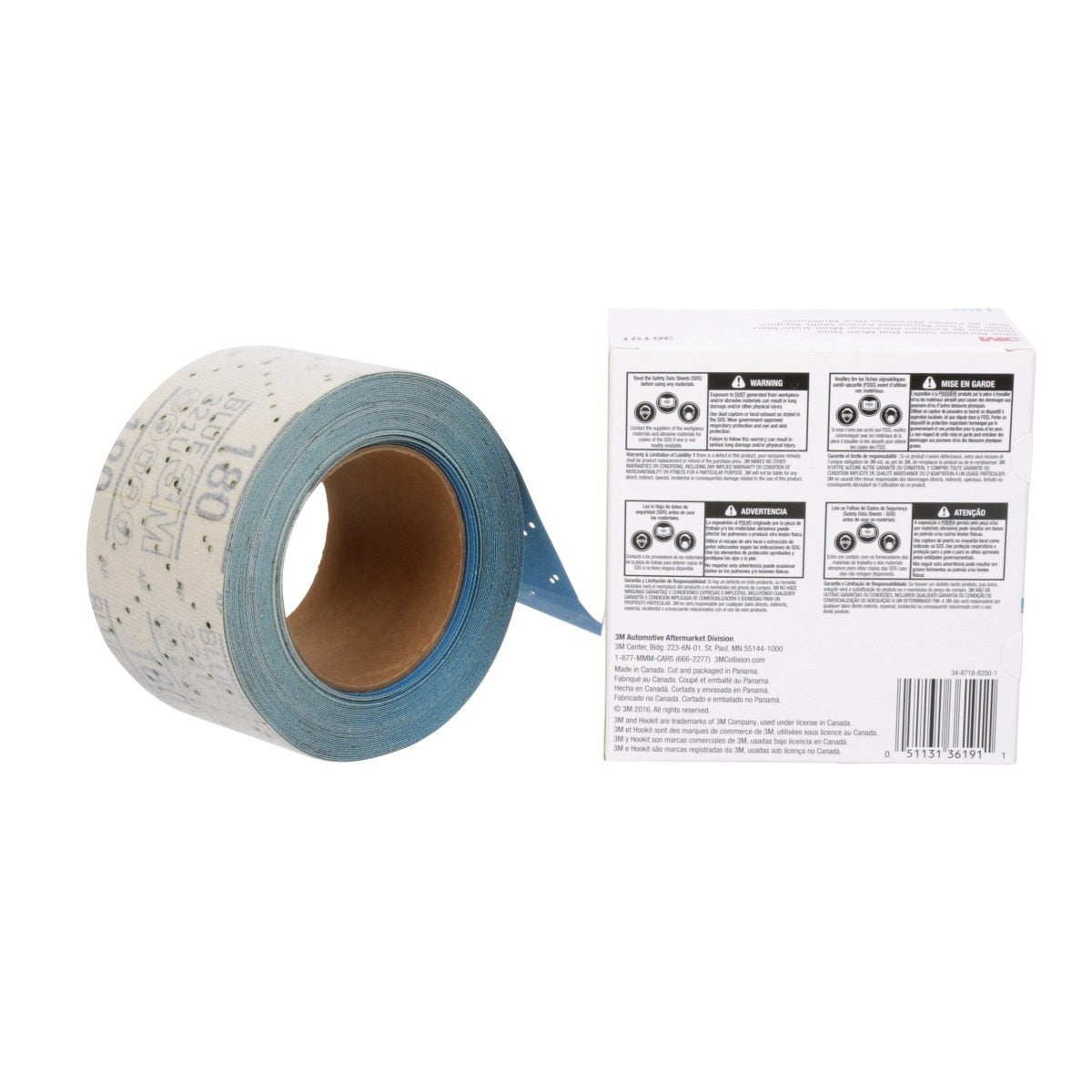 3M 321U Hookit Blue Abrasive Sheet Roll, Multi-Hole, 2.75 in x 13 yd, 180 Grit (36191) (7100091070) - (4Pack) - 3