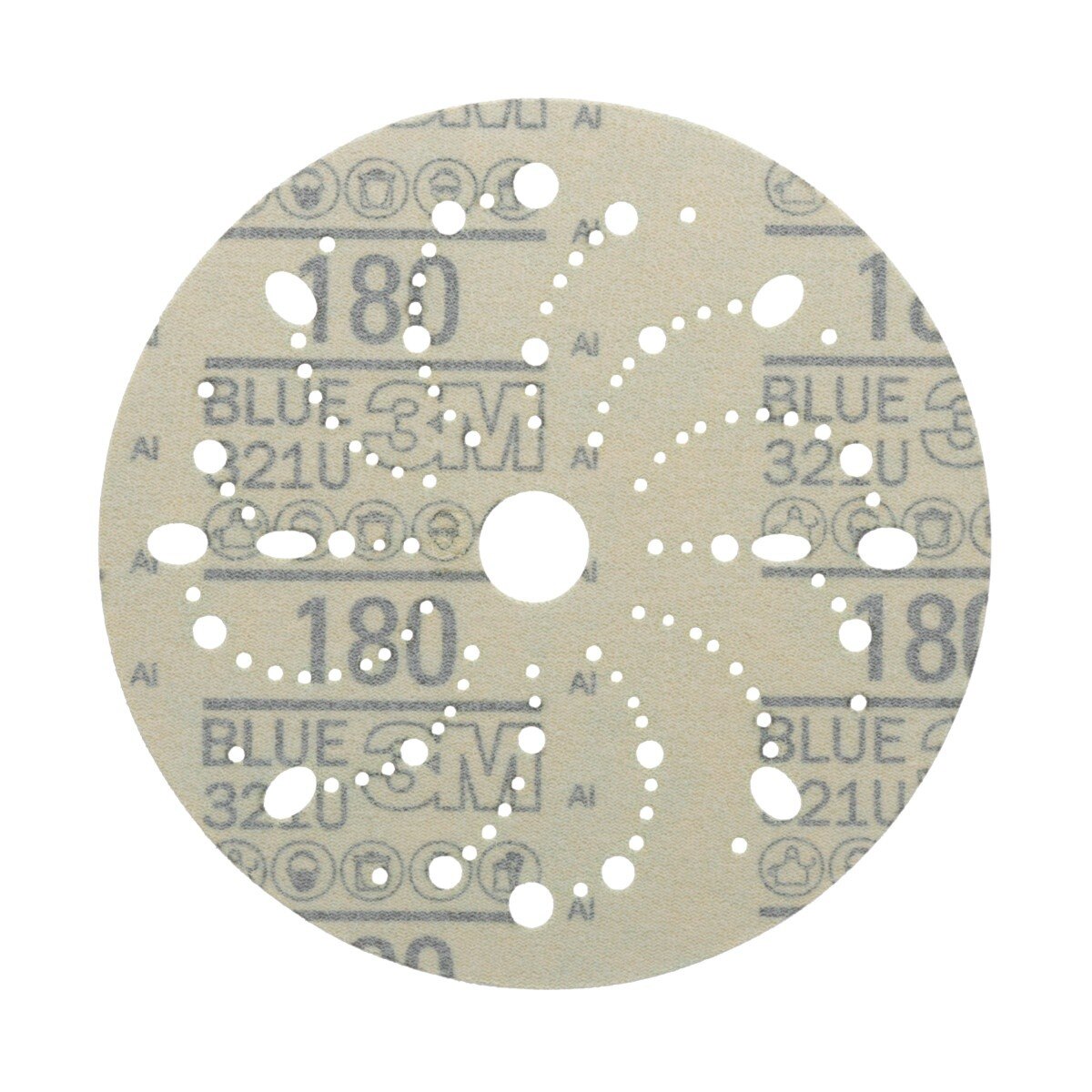 3M 321U 36176 Hookit Blue Abrasive Disc, Multi-Hole, 6 in, 180 Grade (7100091094) (200 Pack) - 2