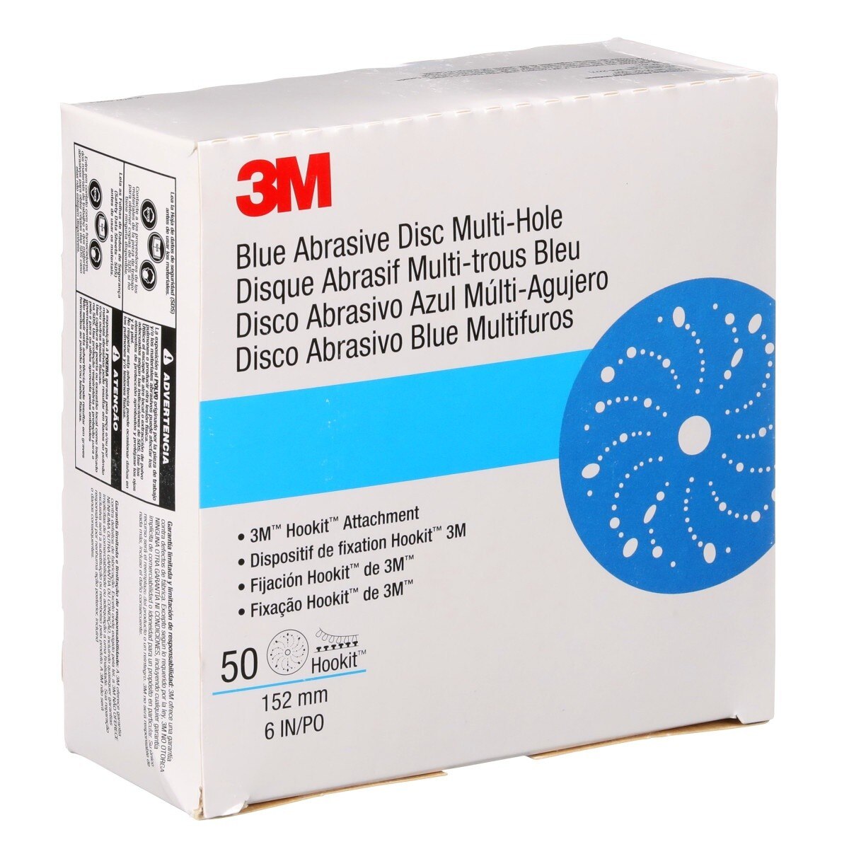 3M 321U 36172 Hookit Blue Abrasive Disc, Multi-Hole, 6 in, 80 Grade (7100091244) (200 Pack) - 9