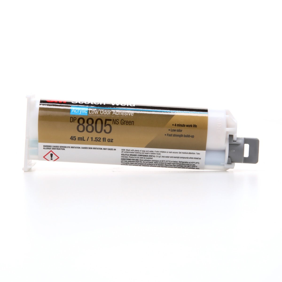 3M Low Odor Acrylic Adhesive, Green, 45 mL Duo-Pak (DP8805NS) (7100098631) - (12Pack)