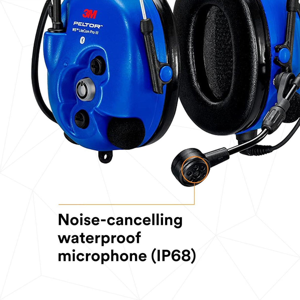 3M MT73H7P3E4D10NA-50 PELTOR WS LiteCom PRO III Headset, Intrinsically Safe, Hard Hat Attached, Professional Grade Durability, Wireless Two-Way Communication Radio, Bluetooth, Boom Microphone, Blue, (7100099785) - 5