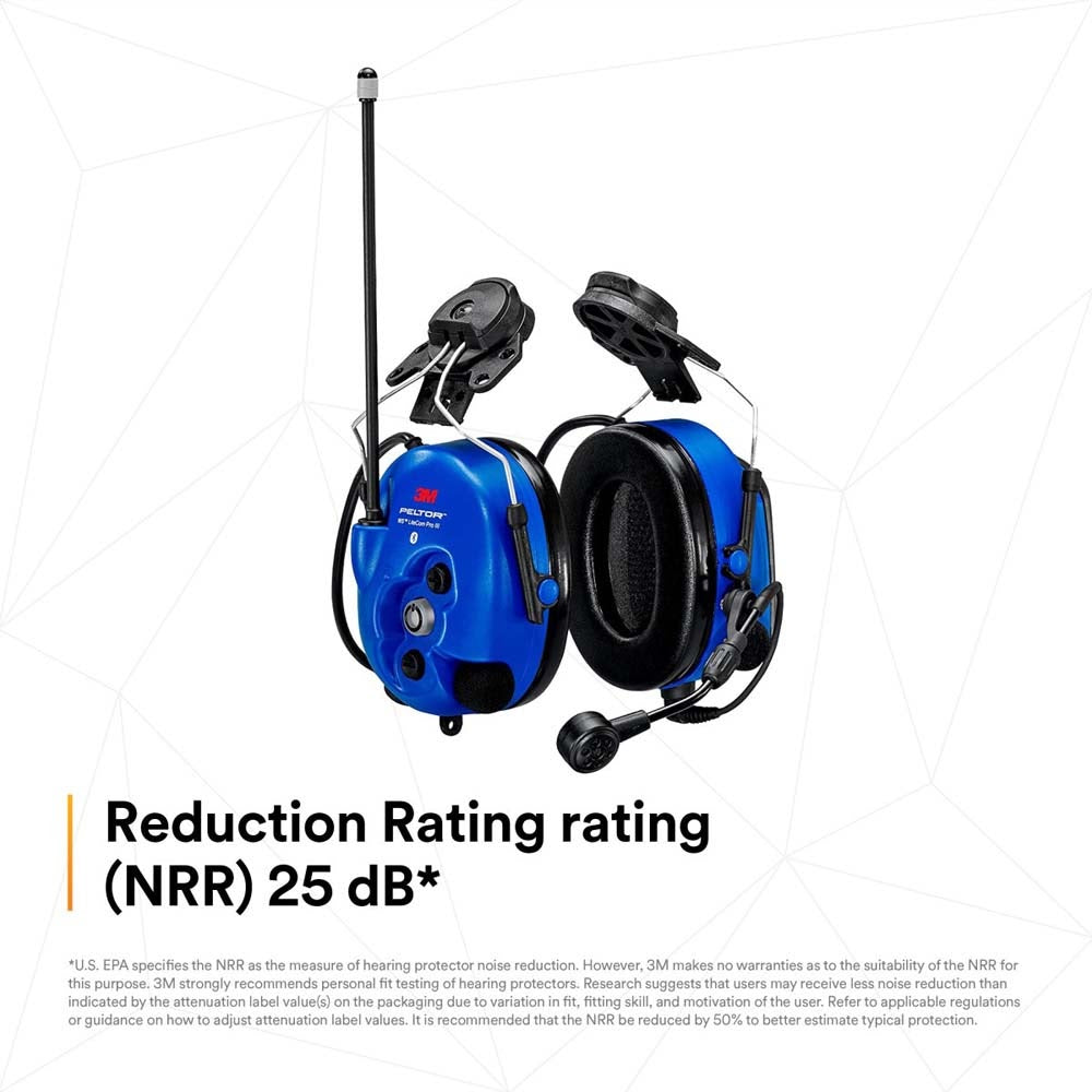 3M MT73H7P3E4D10NA-50 PELTOR WS LiteCom PRO III Headset, Intrinsically Safe, Hard Hat Attached, Professional Grade Durability, Wireless Two-Way Communication Radio, Bluetooth, Boom Microphone, Blue, (7100099785) - 10