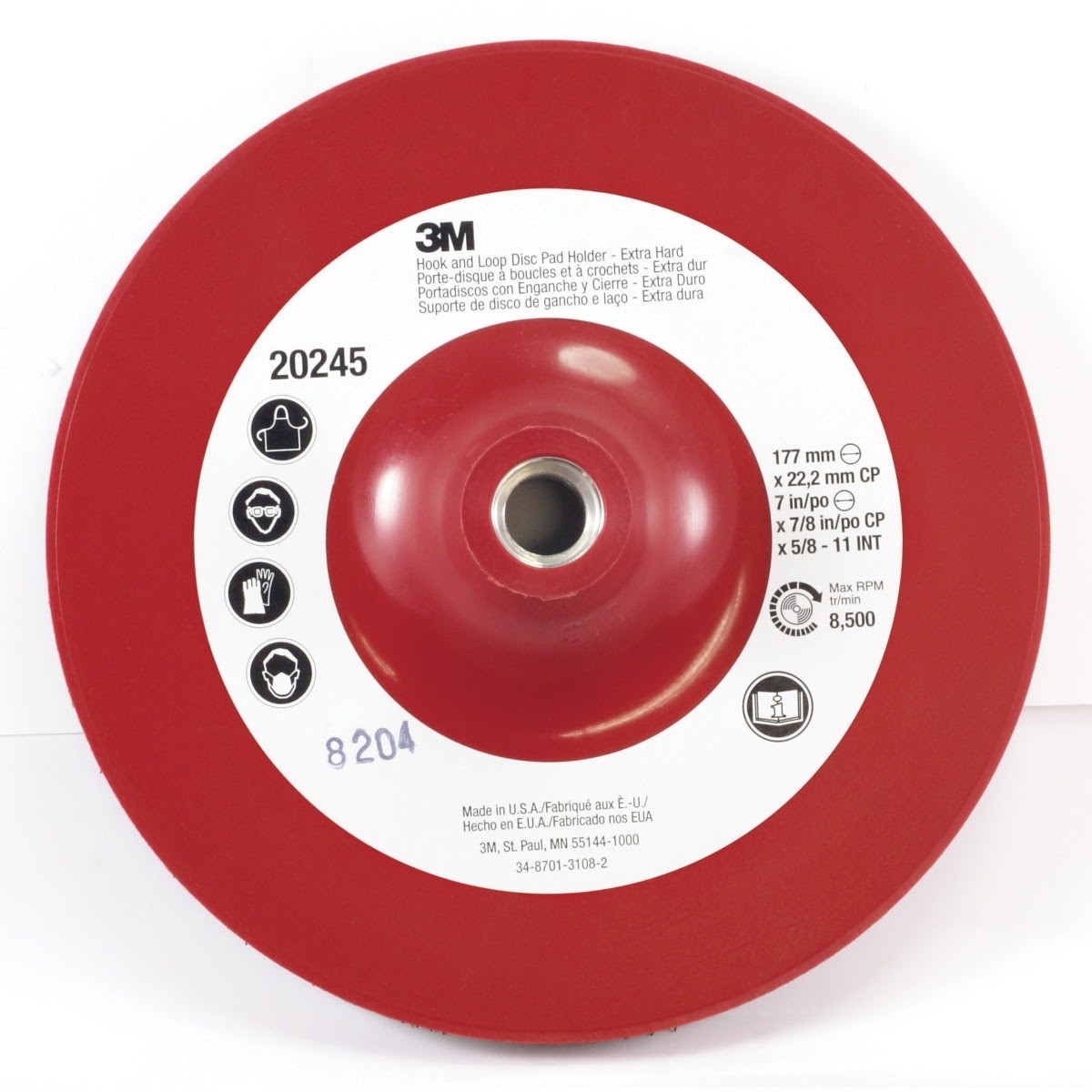 3M 9145CP Hook and Loop Disc Pad Holder, 4-1/2 in x 7/8 in Center Post 5/8 in-11 Internal (7100101156) - (10Pack)